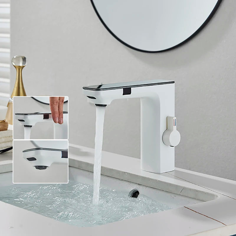 Luxury Smart LCD Dual Sensor Faucet  Cold Hot Water Mixer Bathroom Sink Tub Tap