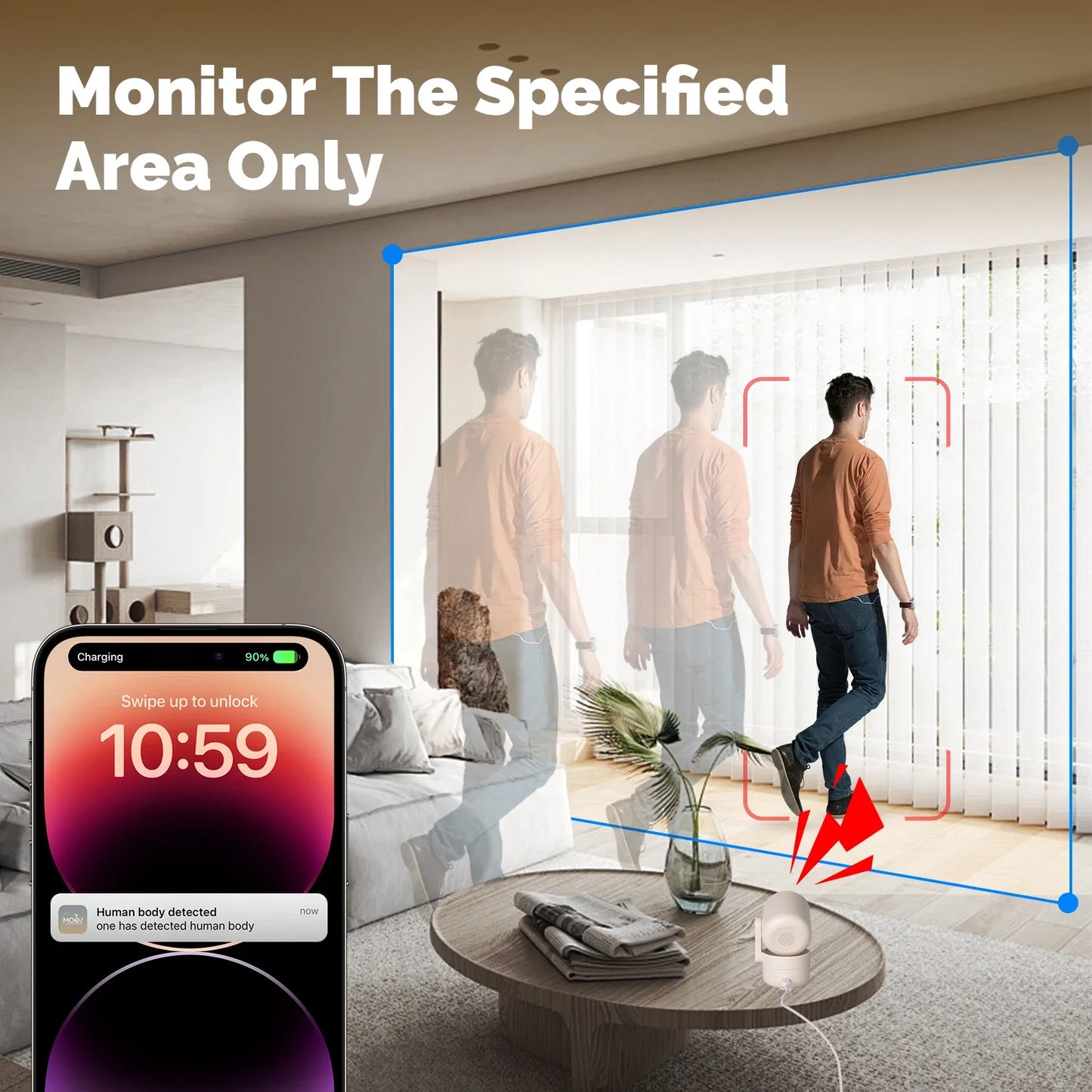 Tuya MOES WiFi Indoor Pan/Tilt Smart Security Camera 4MP HD – Infrared Night Vision – Motion & Sound Detection – Panoramic Patrol – Alexa & Google Compatible
