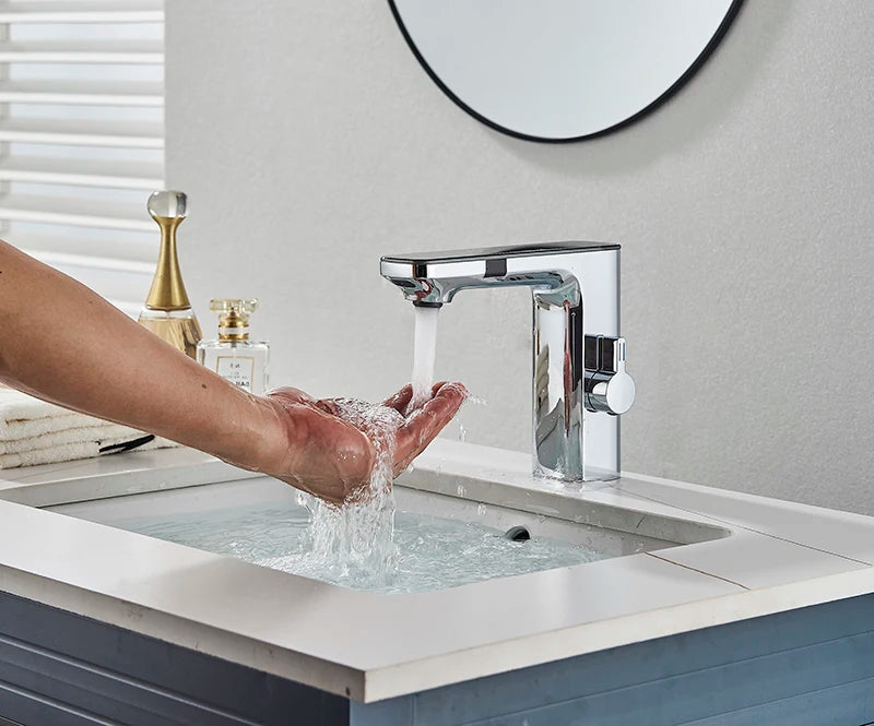 Luxury Smart LCD Dual Sensor Faucet  Cold Hot Water Mixer Bathroom Sink Tub Tap