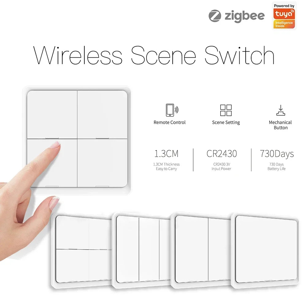 Tuya MOES 4 Gang Tuya ZigBee Wireless Scene Switch