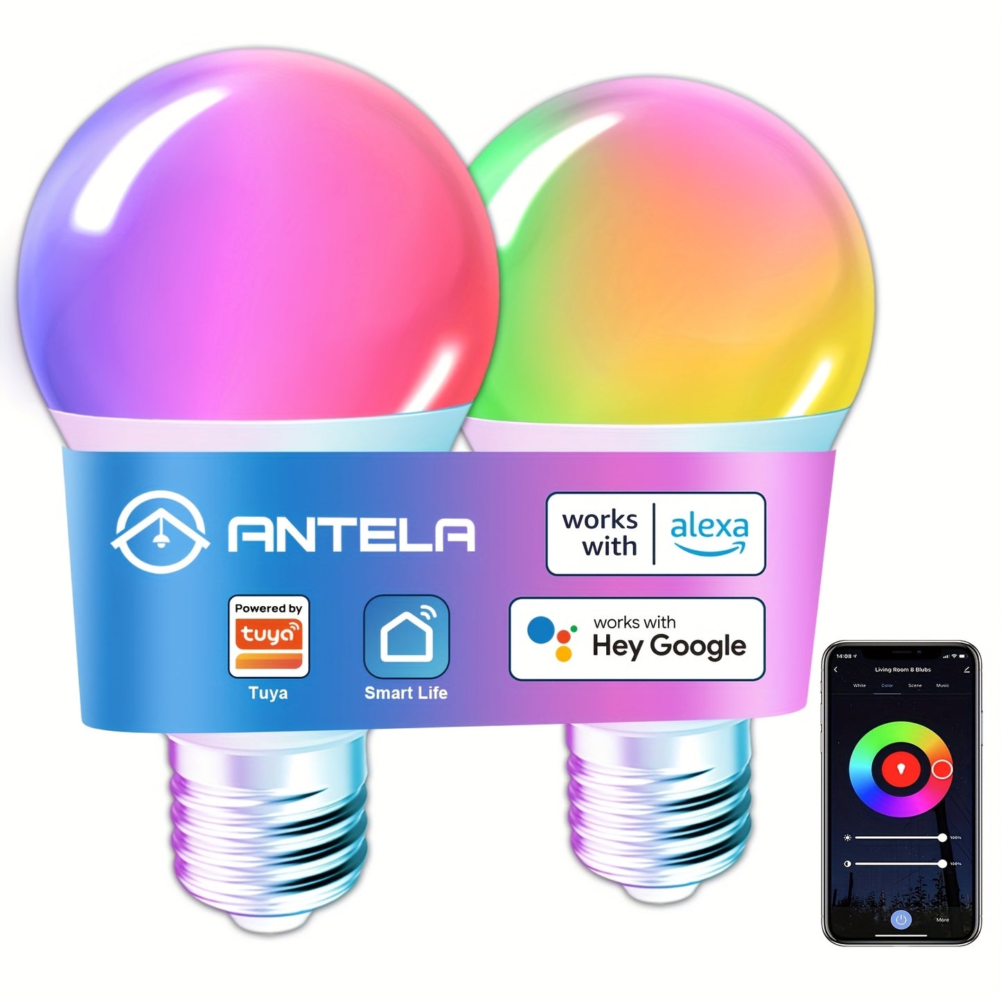 Tuya Smart WiFi LED Bulb E27 9W RGB Dimmable – Alexa & Google Compatible
